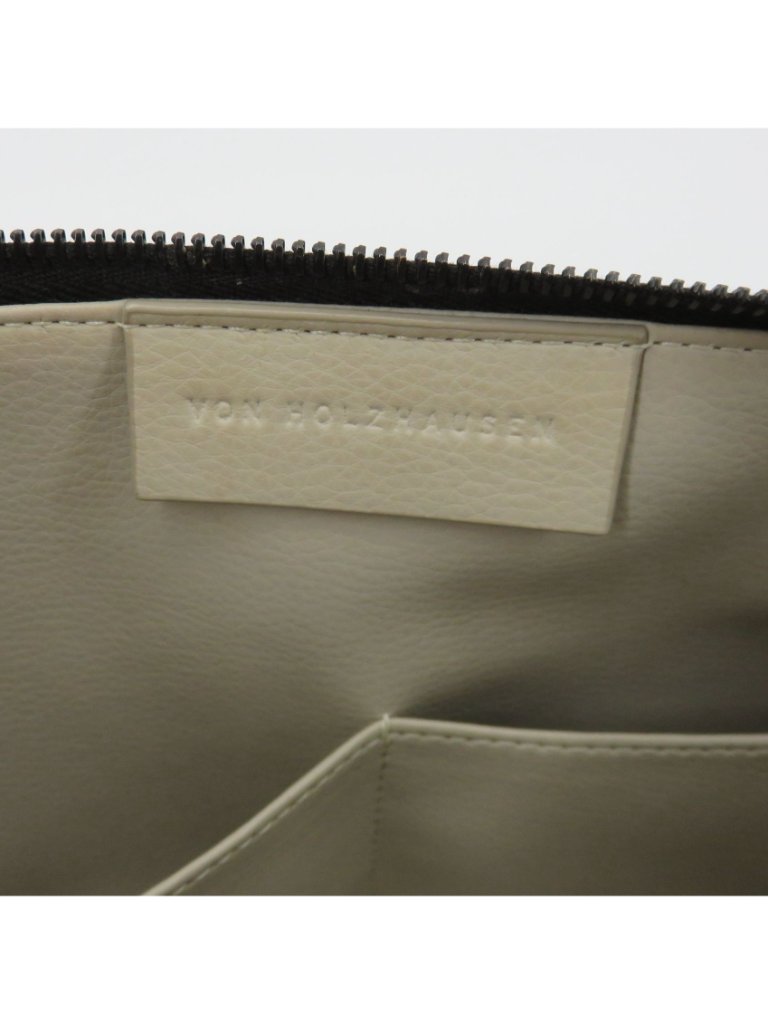 Von Holzhausen The Catch All Pouch Solid Black Faux Leather Pockets Handbag Bag — image 5 of 8